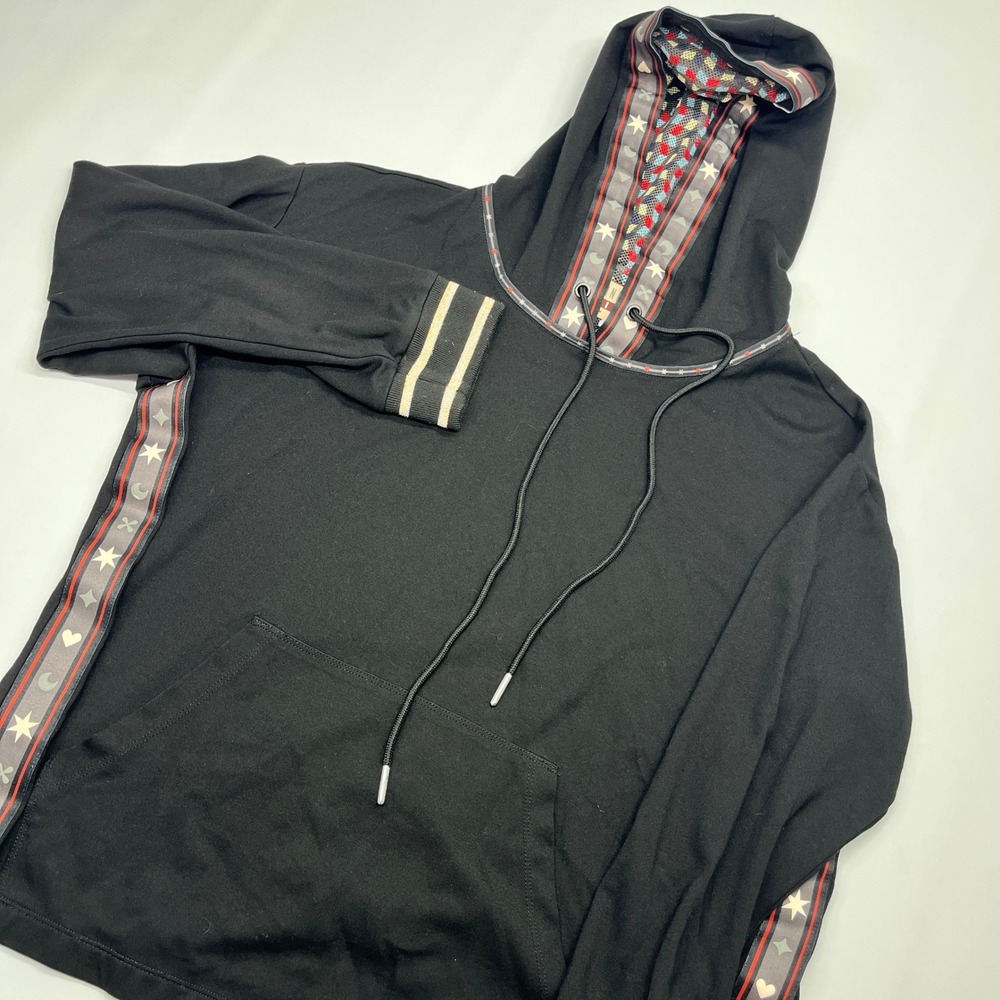 Johnny Was Live Black Celestial Stripe Hoodie‎ XS Boho Star Moon Pullover